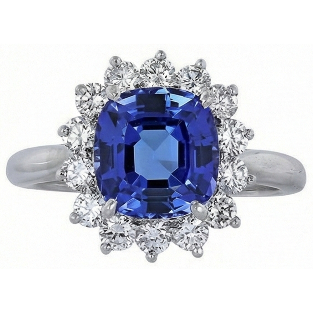 vero asscher tanzanite 3.25carati fede eternity angolo laterale