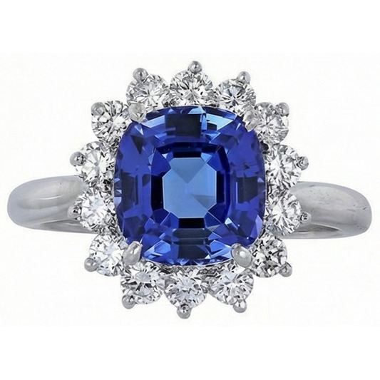 vero asscher tanzanite 3.25carati fede eternity angolo laterale