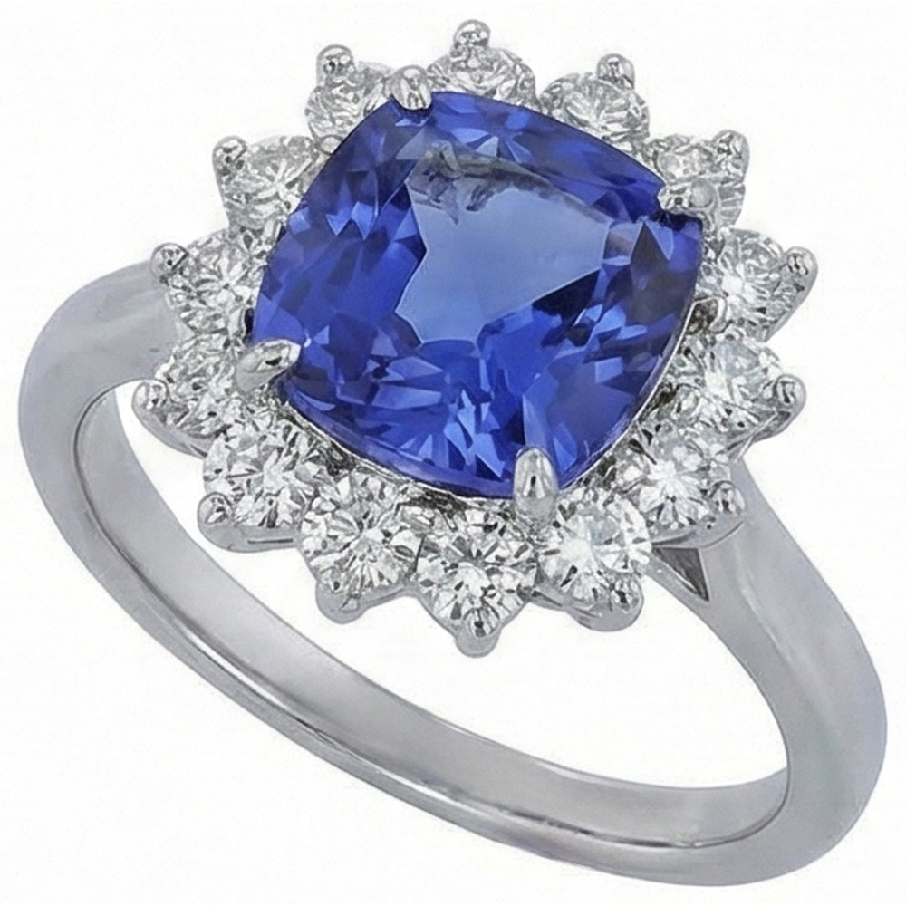 vero asscher tanzanite 3.25carati fede eternity vista dall'alto