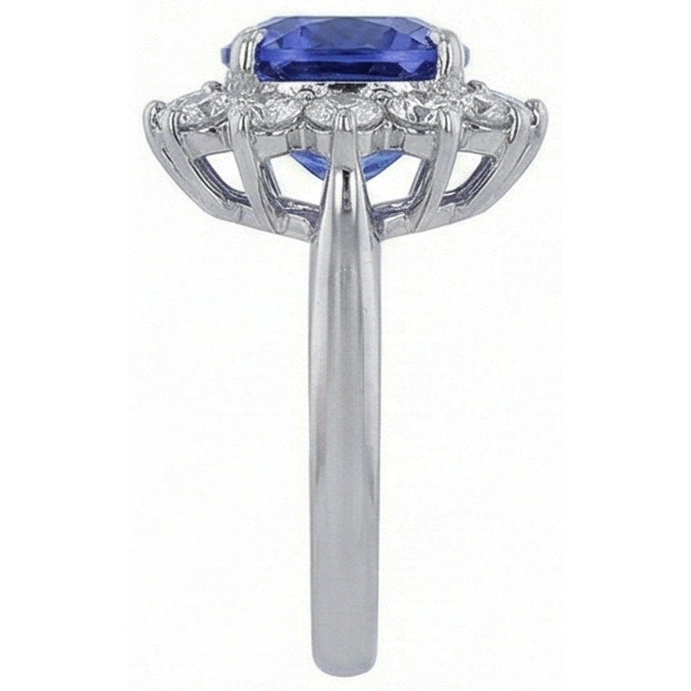vero asscher tanzanite 3.25carati fede eternity su bianco