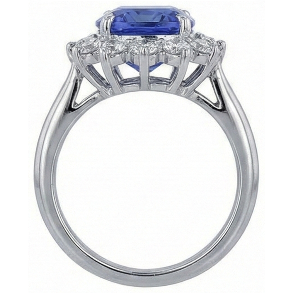 vero asscher tanzanite 3.25carati fede eternity con accenti diamanti