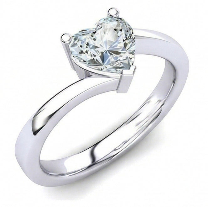 Fede Nuziale Con Naturale Diamante Solitario A Forma Di Cuore Scintillante Da 1.75 Ct