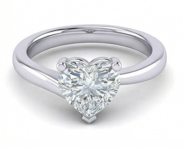 Fede Nuziale Con Naturale Diamante Solitario A Forma Di Cuore Scintillante Da 1.75 Ct