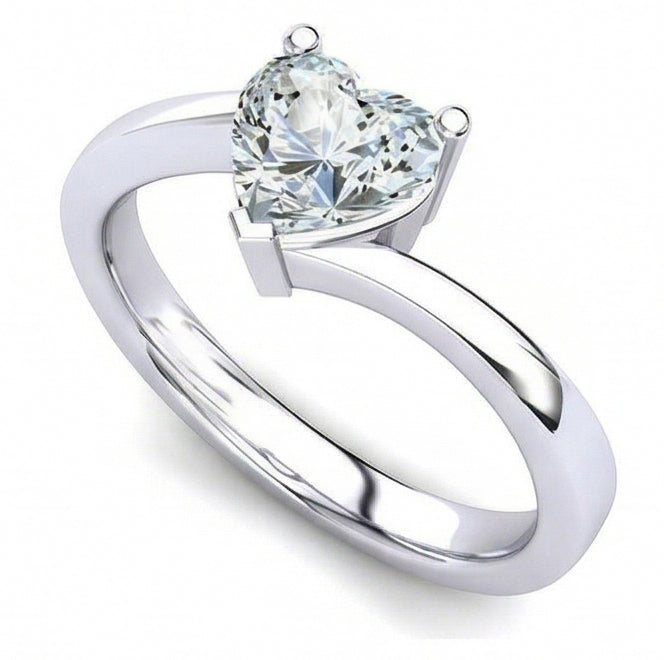 Fede Nuziale Con Naturale Diamante Solitario A Forma Di Cuore Scintillante Da 1.75 Ct