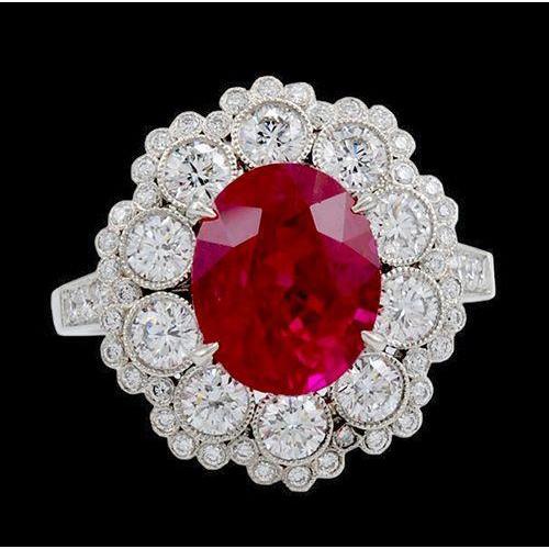 Fede nuziale con rubini naturali e diamanti in oro bianco 14K 4.50 carati - harrychadent.it