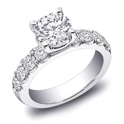 Fede Nuziale Con Vero Diamante Rotondo. 2.70 Ct. Nuovo Incastonatura A Griffe In Oro Bianco 14K