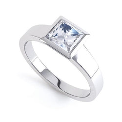 Fede Nuziale Con Vero Diamante Solitario Da 1.60 Ct Taglio Princess