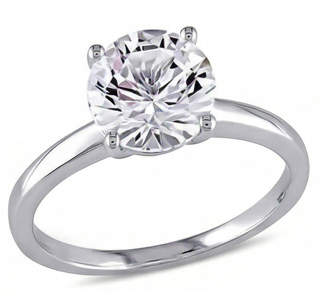 Fede Nuziale Con Vero Diamante Solitario Grande Tondo Da 2.75 Ct