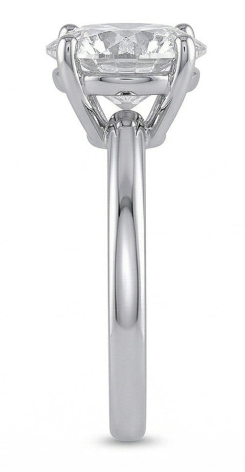 Fede Nuziale Con Vero Diamante Solitario Grande Tondo Da 2.75 Ct