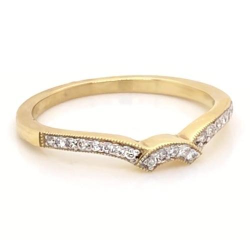Fede Nuziale Con Vero Diamanti 0.75 Carati Da Donna In Oro Giallo 14K