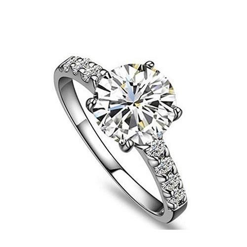 Fede Nuziale Con Vero Diamanti 2.45 Carati. Gioielli In Oro Bianco 14K