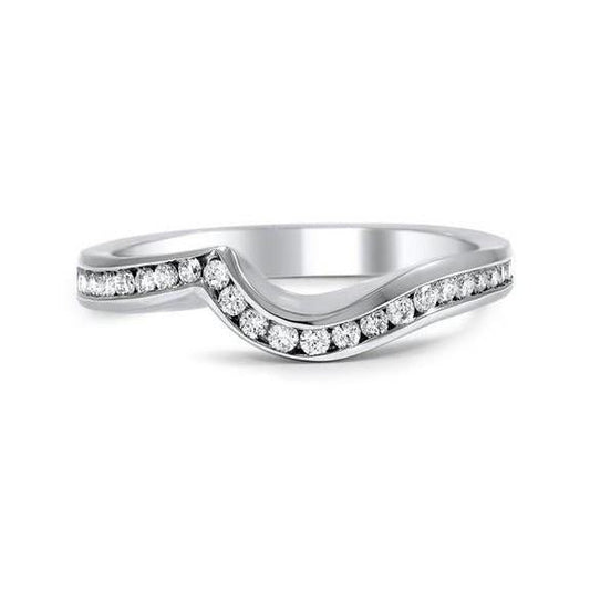 Fede Nuziale Da Donna Con Genuino Diamanti Taglio Rotondo Piccolo Carati Oro Bianco 14K