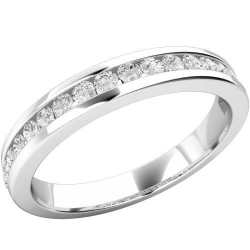 Fede Nuziale Eterna Da Donna In Oro Bianco 14K Con Genuino Diamanti Tondi Da 2.20 Ct