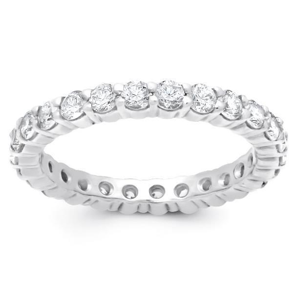 Fede Nuziale Eterna In Oro Bianco Con Vero Diamanti Rotondi 1.30 Ct