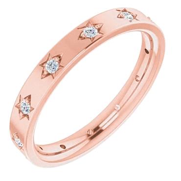Fede Nuziale Eternità Con Genuino Diamanti 0.36 Carati In Oro Rosa 14K Nuovo