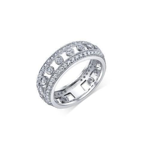 Fede Nuziale In Oro 14K Con Vero Diamanti A Taglio Rotondo Da 4.50 Ct Con Castone E Castone