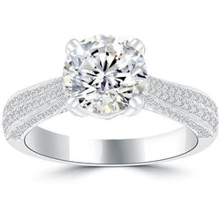 Fede Nuziale In Oro Bianco 14K Con Genuino Diamante Taglio Brillante Rotondo 4 Carati