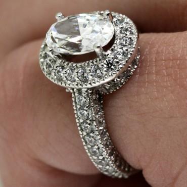 Fede Nuziale In Oro Bianco 14K Con Naturale Diamante Aureo Stile Vintage Da 2.05 Carati