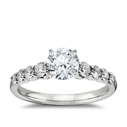 Fede Nuziale In Oro Bianco 14K Con Naturale Diamanti Rotondi Da 1.40 Carati