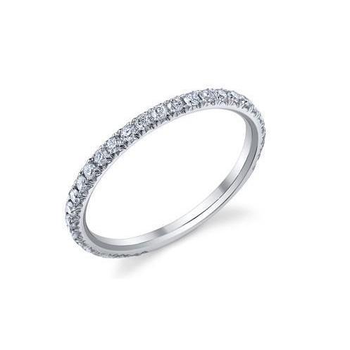 Fede Nuziale In Oro Bianco 14K Con Naturale Diamanti Scintillanti Taglio Brillante Da 1.20 Ct