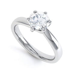 Fede Nuziale In Oro Bianco 14K Con Vero Diamante Rotondo Solitario Da 2.25 Ct