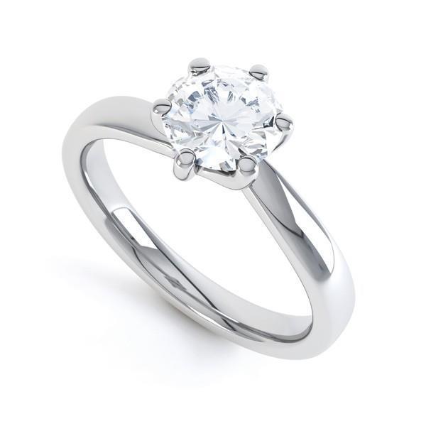 Fede Nuziale In Oro Bianco 14K Con Vero Diamante Rotondo Solitario Da 2.25 Ct
