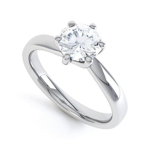 Fede Nuziale In Oro Bianco 14K Con Vero Diamante Rotondo Solitario Da 2.25 Ct