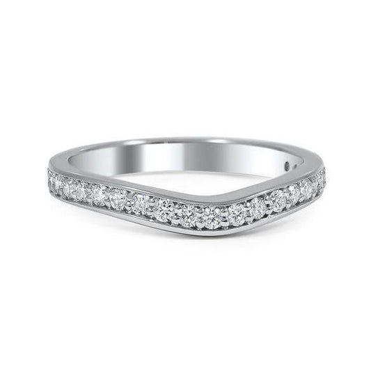 Fede Nuziale In Oro Bianco 14K Con Vero Diamanti 0.70 Carati Incastonata