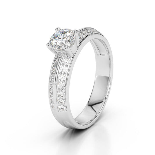 Fede Nuziale In Oro Bianco 14K Con Vero Diamanti Scintillanti Da 2.10 Ct