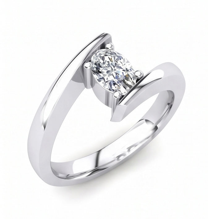 vero oval diamante 14carati fede eternity angolo laterale