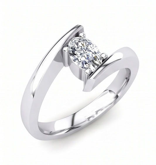 vero oval diamante 14carati fede eternity angolo laterale