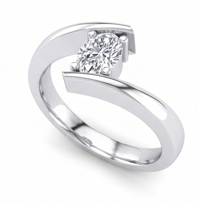 vero oval diamante 14carati fede eternity vista dall'alto