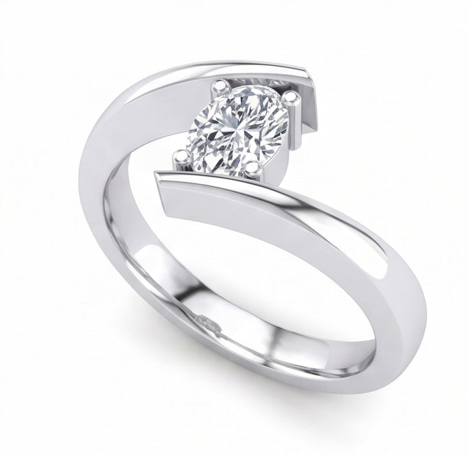 vero oval diamante 14carati fede eternity con accenti diamanti
