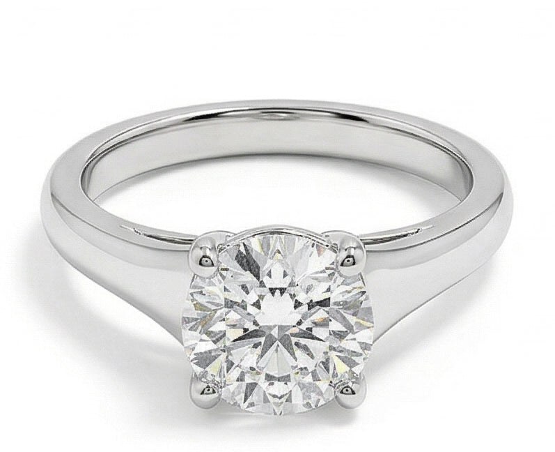 Fede Nuziale In Oro Bianco Con Naturale Diamante Solitario Taglio Brillante Da 2.25 Ct