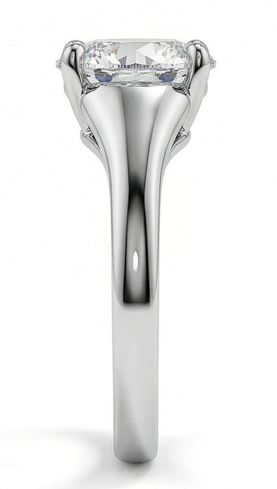Fede Nuziale In Oro Bianco Con Naturale Diamante Solitario Taglio Brillante Da 2.25 Ct