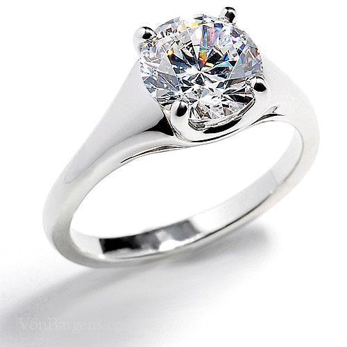 Fede Nuziale In Oro Bianco Con Naturale Diamante Solitario Taglio Brillante Da 2.25 Ct