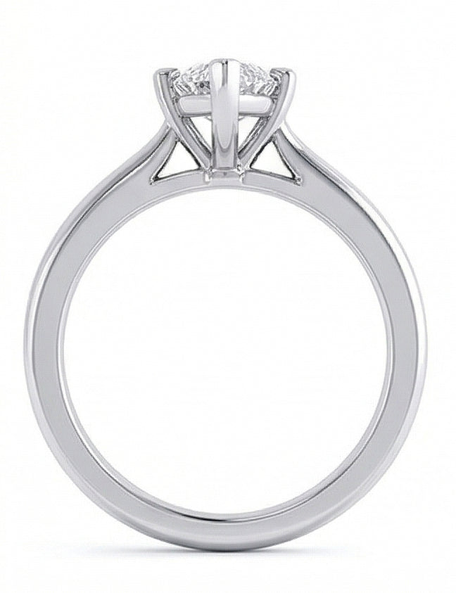 Fede Nuziale In Oro Bianco Con Naturale Diamante Solitario Taglio Marquise Da 1.50 Ct