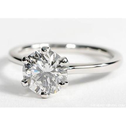 Fede Nuziale In Oro Bianco Con Naturale Diamante Solitario Taglio Rotondo Da 1.5 Ct