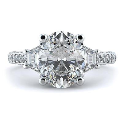 Fede Nuziale In Oro Bianco Con Tre Pietre Di Vero Diamante Taglio Ovale 5 Carati 14K