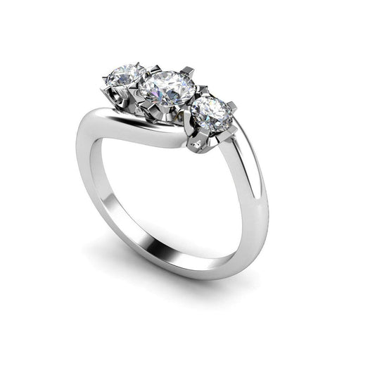 Fede Nuziale Incastonata A Tre Punte Con Naturale Diamanti A Taglio Rotondo Da 1.60 Ct