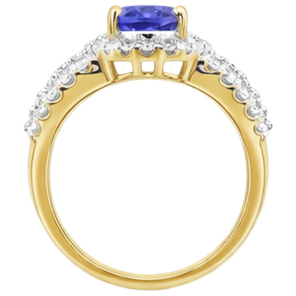 Fede Nuziale Ovale Tanzanite E Diamanti Naturali Autentici ( non creati in laboratorio ) Tondi Two Tone 3.50 Carati