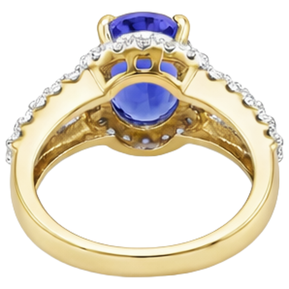 Fede Nuziale Ovale Tanzanite E Diamanti Naturali Autentici ( non creati in laboratorio ) Tondi Two Tone 3.50 Carati