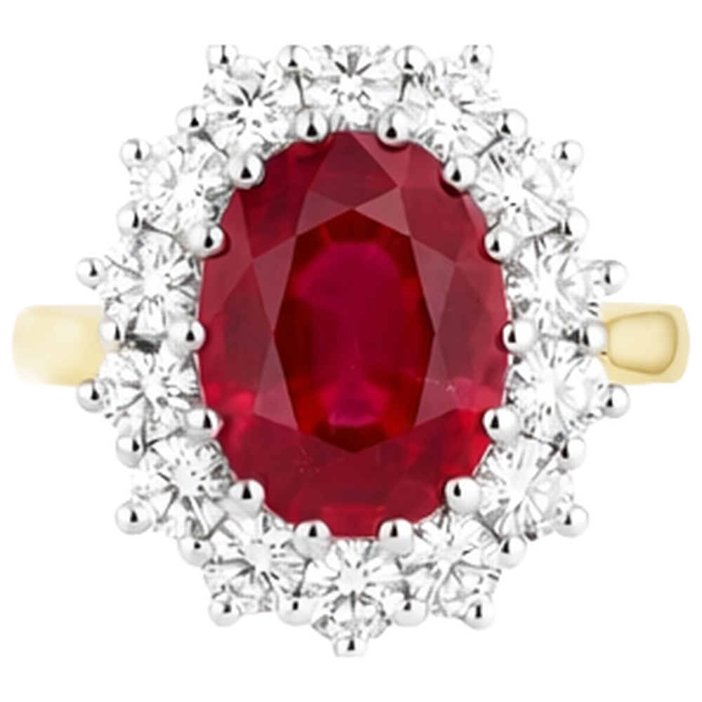 Fede Ovale Rosso Rubino Con Diamante 4.75 Carati Oro 14K