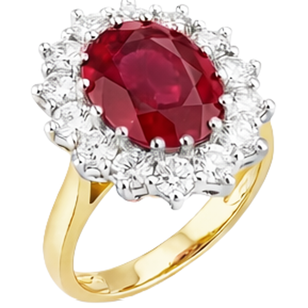 Fede Ovale Rosso Rubino Con Diamante 4.75 Carati Oro 14K