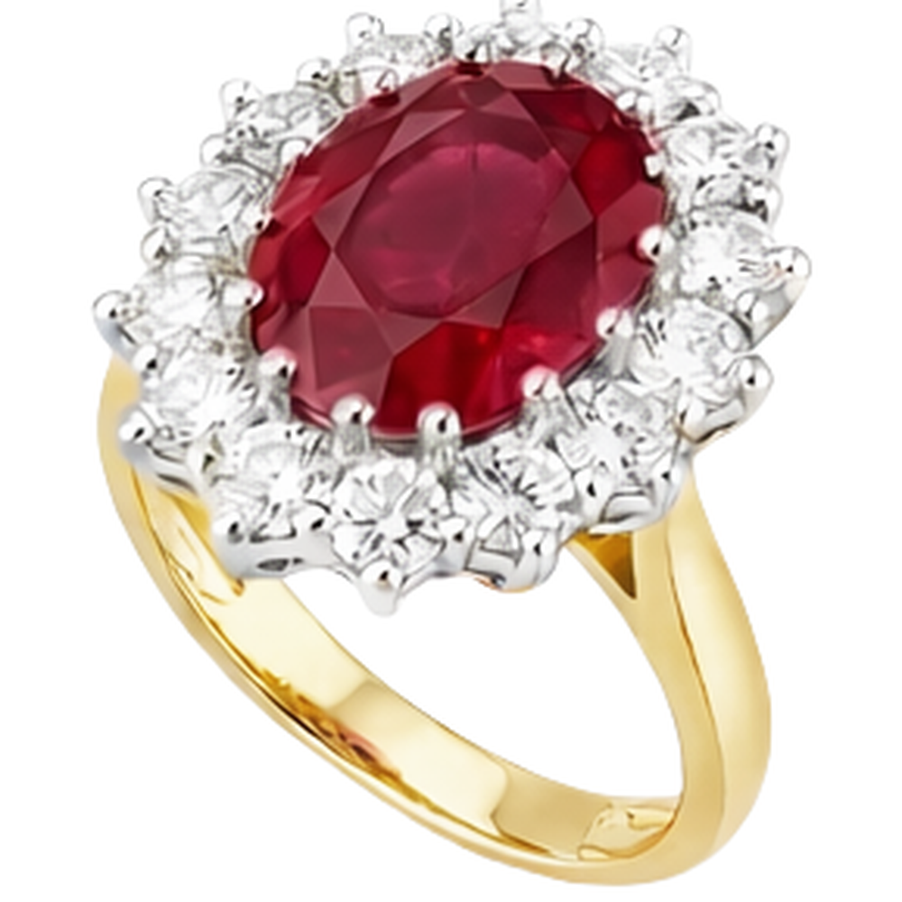 Fede Ovale Rosso Rubino Con Diamante 4.75 Carati Oro 14K