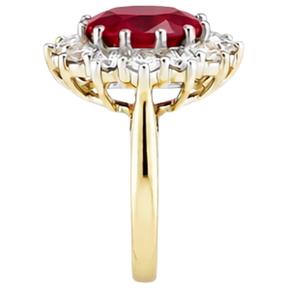 Fede Ovale Rosso Rubino Con Diamante 4.75 Carati Oro 14K