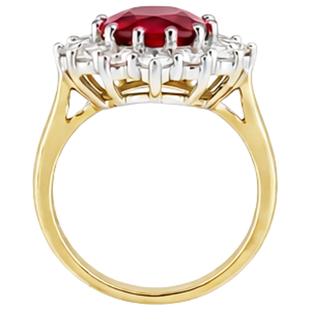 Fede Ovale Rosso Rubino Con Diamante 4.75 Carati Oro 14K
