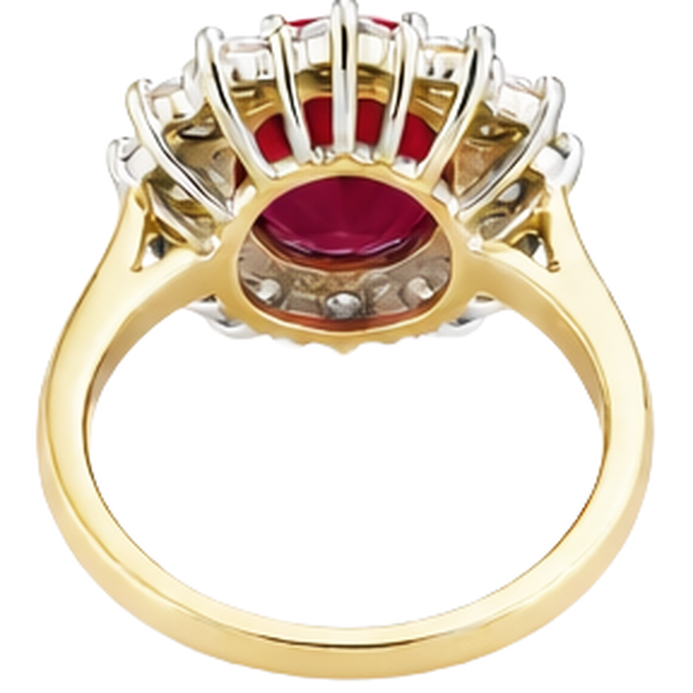 Fede Ovale Rosso Rubino Con Diamante 4.75 Carati Oro 14K