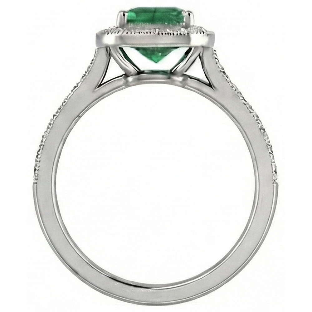 Fede nuziale 3 carati verde smeraldo con diamanti oro bianco 14K