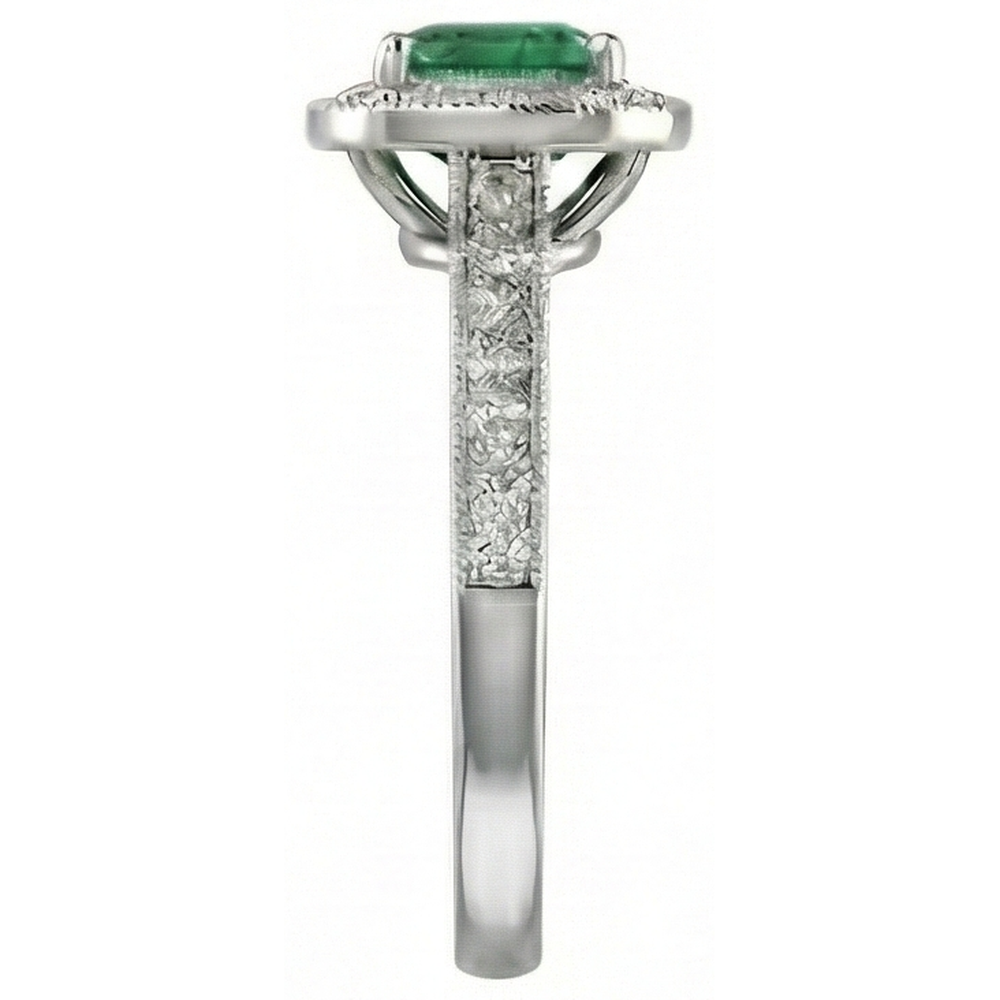 Fede nuziale 3 carati verde smeraldo con diamanti oro bianco 14K